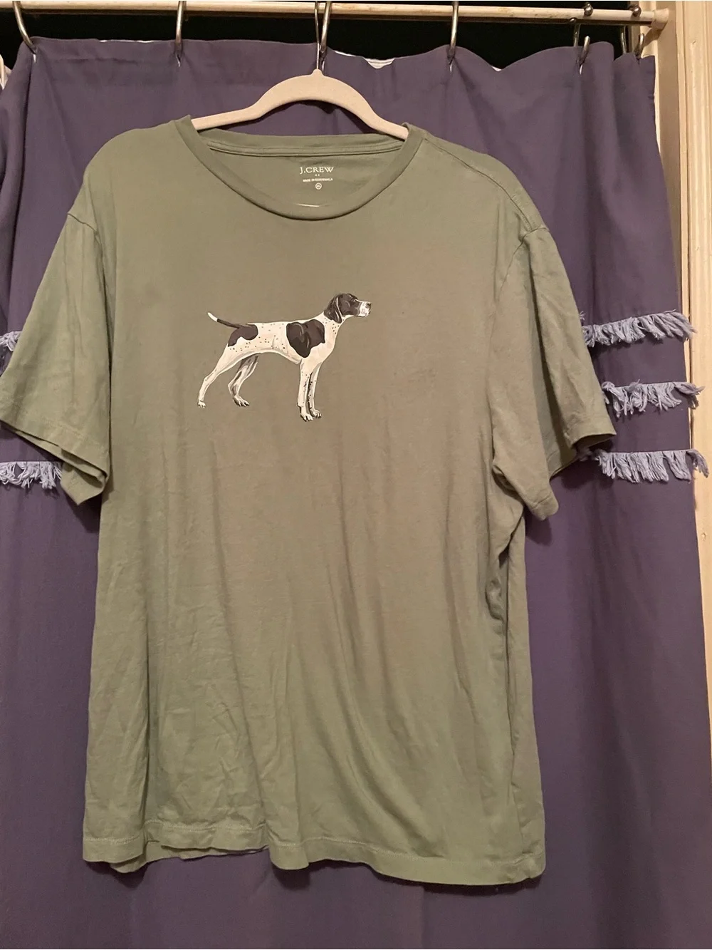 J. Crew Olive Green Dog Graphic Tee